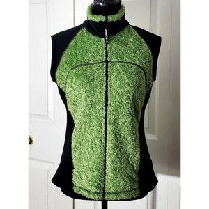 Avalanche Polartec Zip Up Vest Neon Green/Black Thermal Womens Jacket Sz S